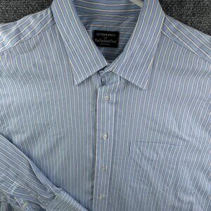 Gitman Bros Fashion Post Louisville Striped Blue Button Up Shirt 17 35 Cotton